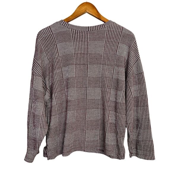 Zara Relaxed Fit Long Sleeve Lightweight Soft Crew Neck Knit Sweater M Burgundy - Picture 6 of 15